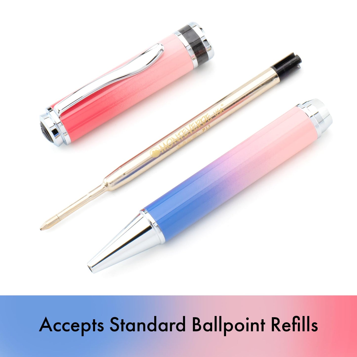 Monteverde USA Innova Ombre Fusion Luxury Ballpoint Pen – Charm Violet/Pink/Magenta Gradient Finish – Smooth Blue Gel Ink – Italian-Inspired, Refillable Parker-Style Pen