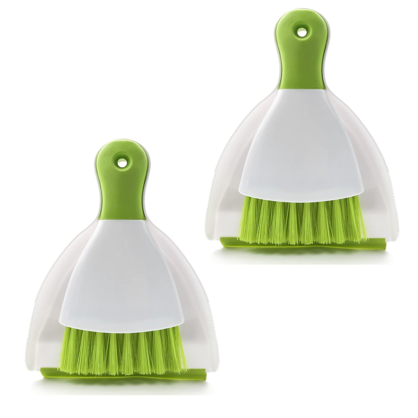 Small Hand Dust Pan and Brush - Small Broom and Dustpan Set, Mini Broom and Dustpan, Compact Dustpans and Brush for Home Cleaning, Sofa, Desk, Guinea Pig Cage, Cat Litter, etc. (Green 2 Set)