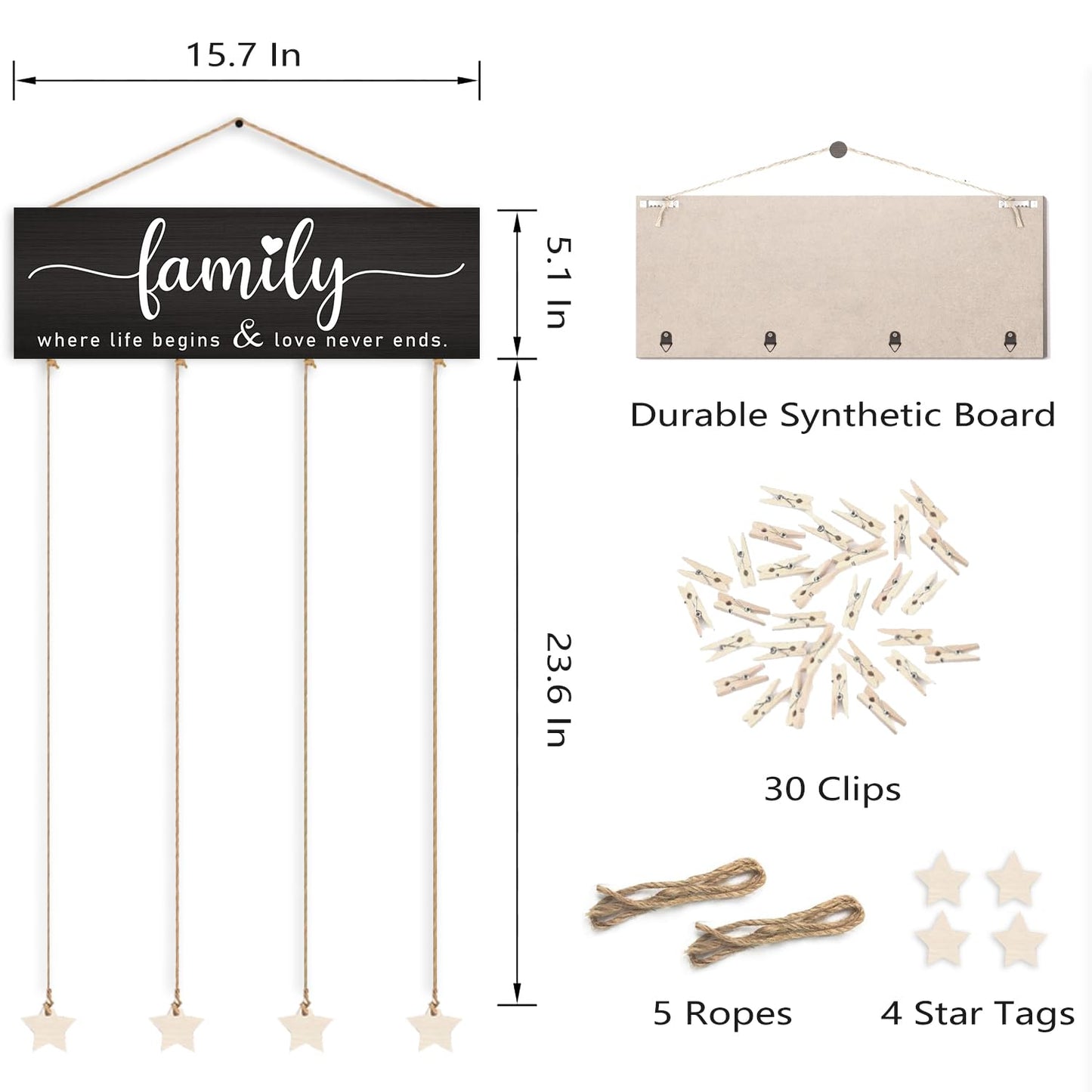 Orchroma Picture Frames Collage Photo Hanging Display Picture Board,Family Picture Frames Collage Wall Decor,Family Where Life Begins and Love Never Ends,Home Living Room Bedroom Wall Decor (Black)