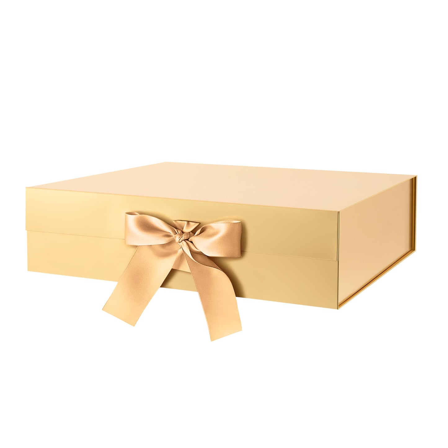 GREEN BEAN Large Gift Box with Lid for Present 13x9.7x3.4 Inches, Gold Magnetic Luxury Gift Box with Ribbon, Christmas Bridesmaid Proposal Gifts Box (Glossy Gold)