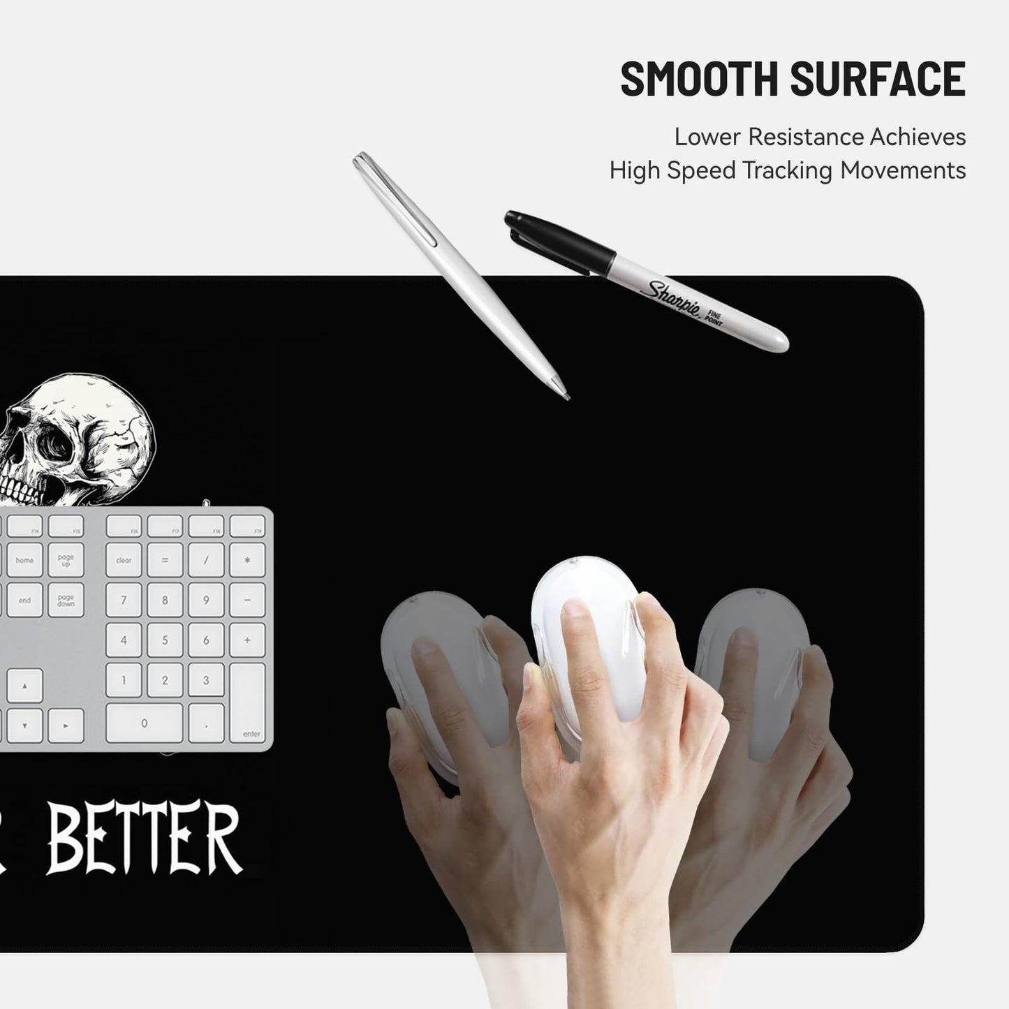 Stanoha Mousepad Desk Mat Gaming Large Keyboard Cute Office Desktop Computer Laptop XXL Long Big Kawaii Aesthetic Girly Pretty Design Women Girl Gamer Oversized Wide 30x12'' Mousepad, Skeleton Coffee