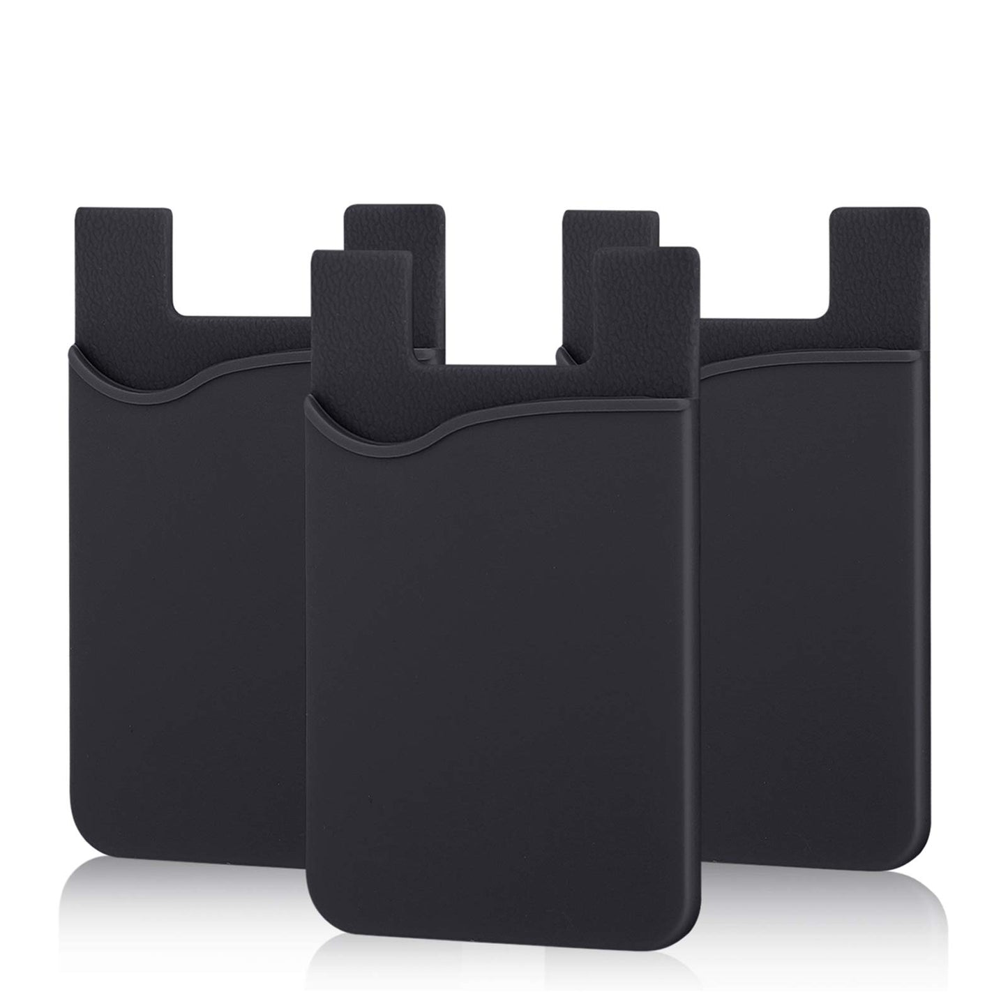 Pofesun Adhesive Phone Card Holder, 3 Pack Silicone Stick-on Wallet ID/Credit Card Holder Pouch Sleeve Self Adhesive Sticker Case for iPhone 17 16 15 14 13 12 Pro Max,iPad,Samsung Galaxy,Tablet