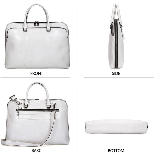 Blofinche Genuine Leather laptop Briefcase: Messenger shoulder bag 15 16 inch men macbook case women work satchel designer handbag Beige