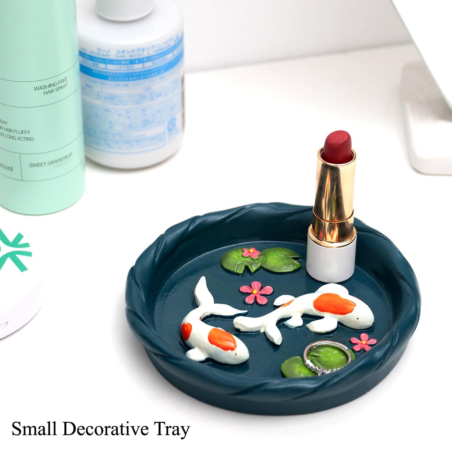 wowhalolo Koi Fish Ring Dish - Resin Jewelry Tray, Jewerly Holder for Women& Engagement Gift, Wedding Ring Holder for Ceremony, Key Bowl for Trinkets, Small Decorative Tray
