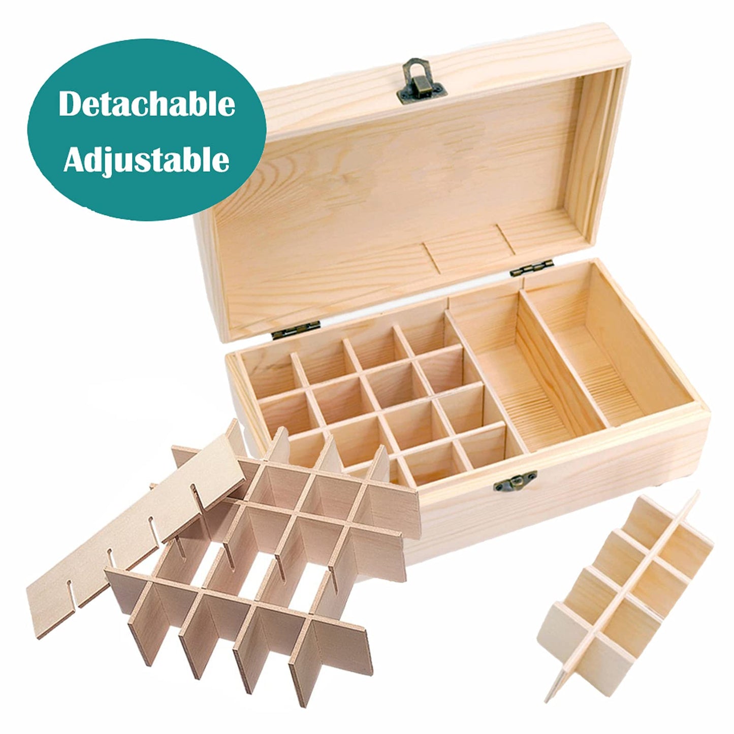 RoseFlower Wooden Portable Essential Oil Storage Box Home Fragrance Carrier Case, Holds 36 Bottles for 10, 15, 20, 50ml - Aromatherapy Organizer Nail Polish Fragrance Container - Keep Your Oils Safe