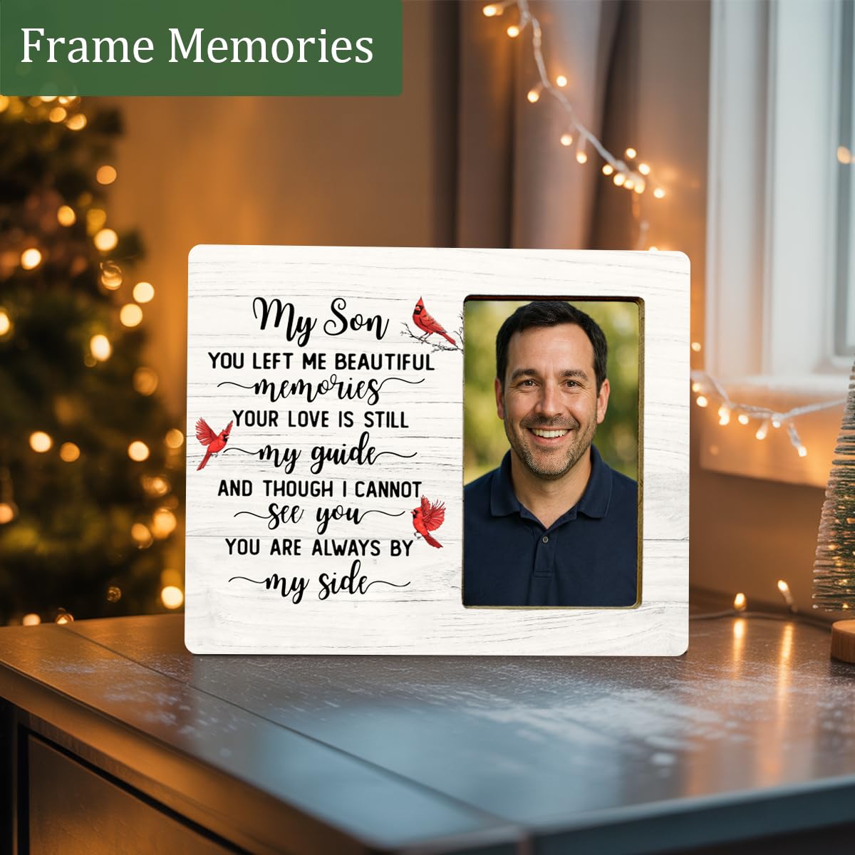 LUERHUI Memorial Cardinal Gifts Picture Frame for Loss of Son, Sympathy Gifts, In Memory of Grandpa Wooden Picture Frames for Loss of Child