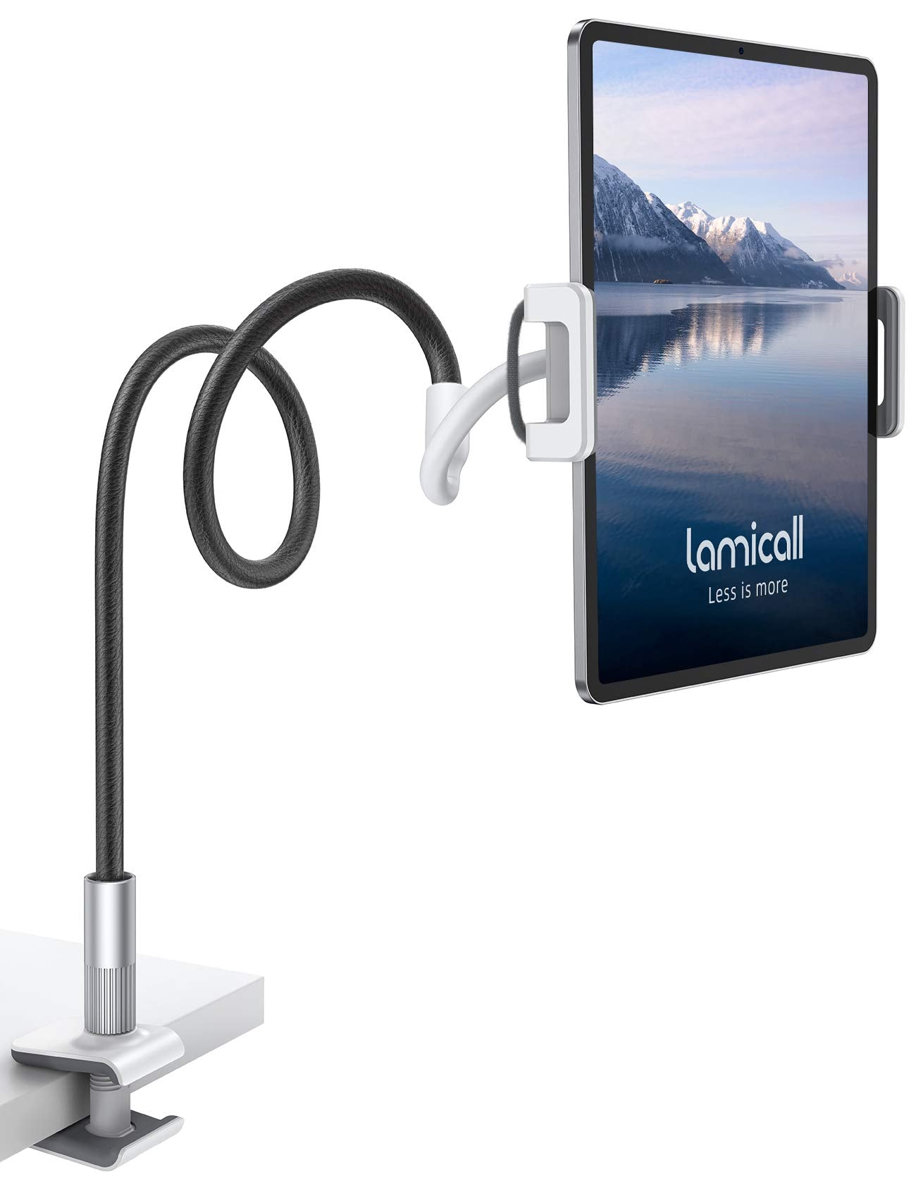 Lamicall Gooseneck Tablet Holder Mount : Flexible Arm Clip Tablet Stand for Bed, Desk Mount Gifts, Compatible with iPad Pro 11", Mini Air, Galaxy Tabs More 4.7 to 10.5" Phones and Tablets