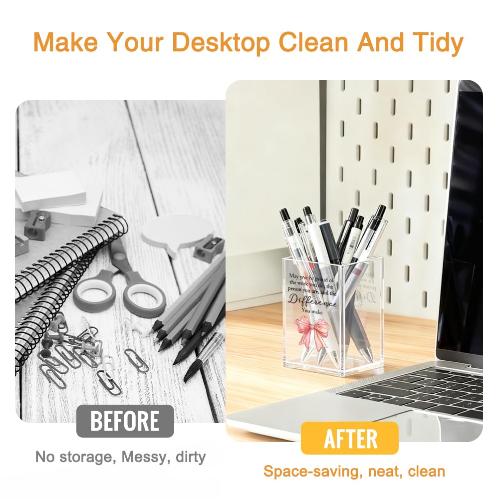 Mhfpl May You Be Proud Of The Work You Do Acrylic Cosmetic Pencil Pen Holder Cup, Graduation Gifts for College Student Daughter Niece Girl, Appreciation Retirement Gifts for Coworker Boss Leader Lady