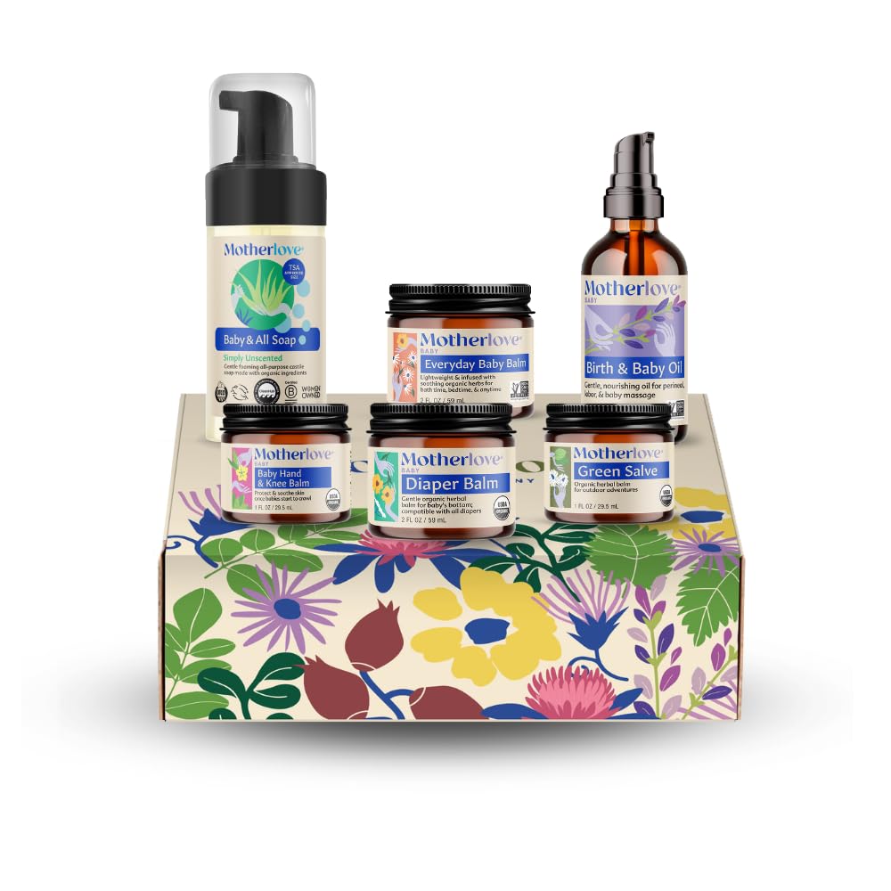 Motherlove Baby Care Gift Box—Clean Organic & Non-GMO Body Care for Newborns, Infants, & Toddlers—Baby Shower Gift & Nursery Essential
