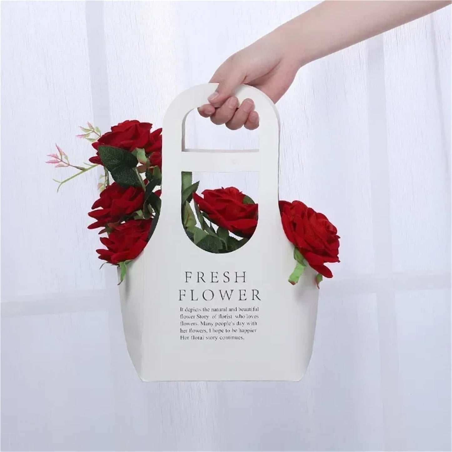 Nikeg Kraft Paper Flower Gift Bags 10Pcs Packaging Flower Boxs Rose Wrapping Handheld Waterproof Kraft Paper Bag Arrangement Valentine'S Day Wedding Decoration Gift(PINK,L 22 x10 x40cm)