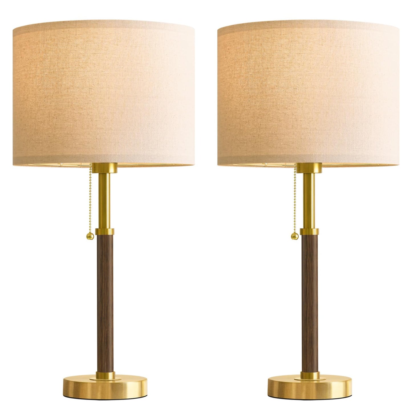 G-SAFAVA 22" Table Lamps Mid Century Modern Lamps for Bedroom Living Room Bedside Lamps for Night Stands Wood Nightstand Lamp Gold Small Side End Table Lamps Set of 2 Vintage Home Deco Office Gifts