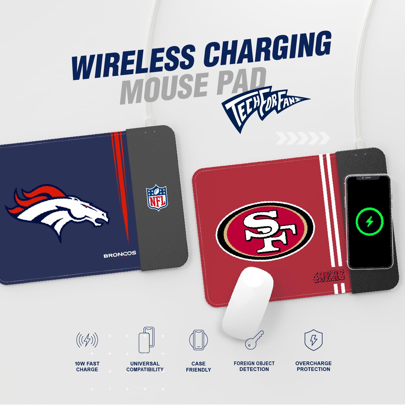 SOAR NFL Wireless Charging Mouse Pad, Detroit Lions