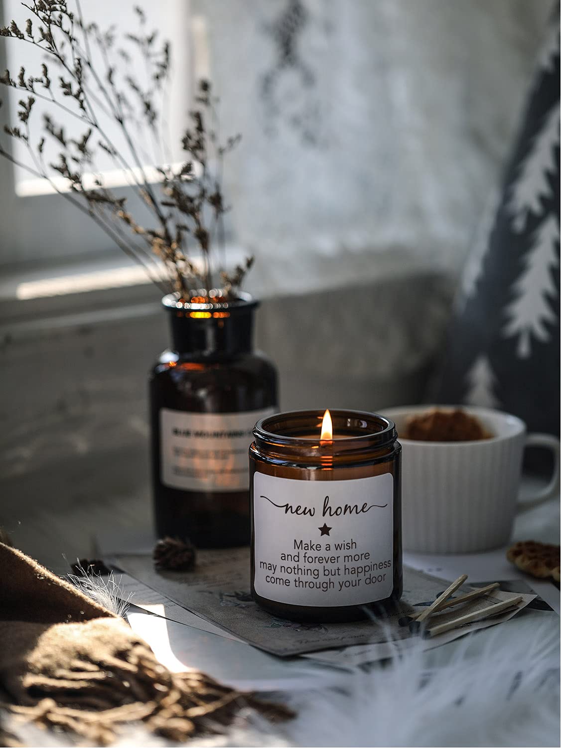 House Warming Gifts New Home,New Home Candle,Gifts for Women,House Warming Gift for Women and Men,Gift for Home Buyers,New Homeowner,Sandalwood & Rose Scented Candle,7oz