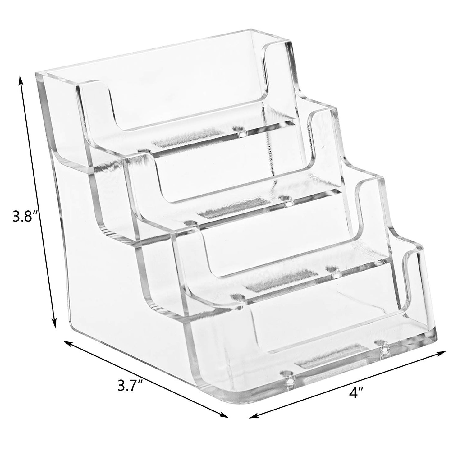 Hedume 4 Pack Acrylic Business Card Holder, 4-Pocket Clear Business Card Display, Plastic Business Card Stand for Desk or Counter, Home & Office