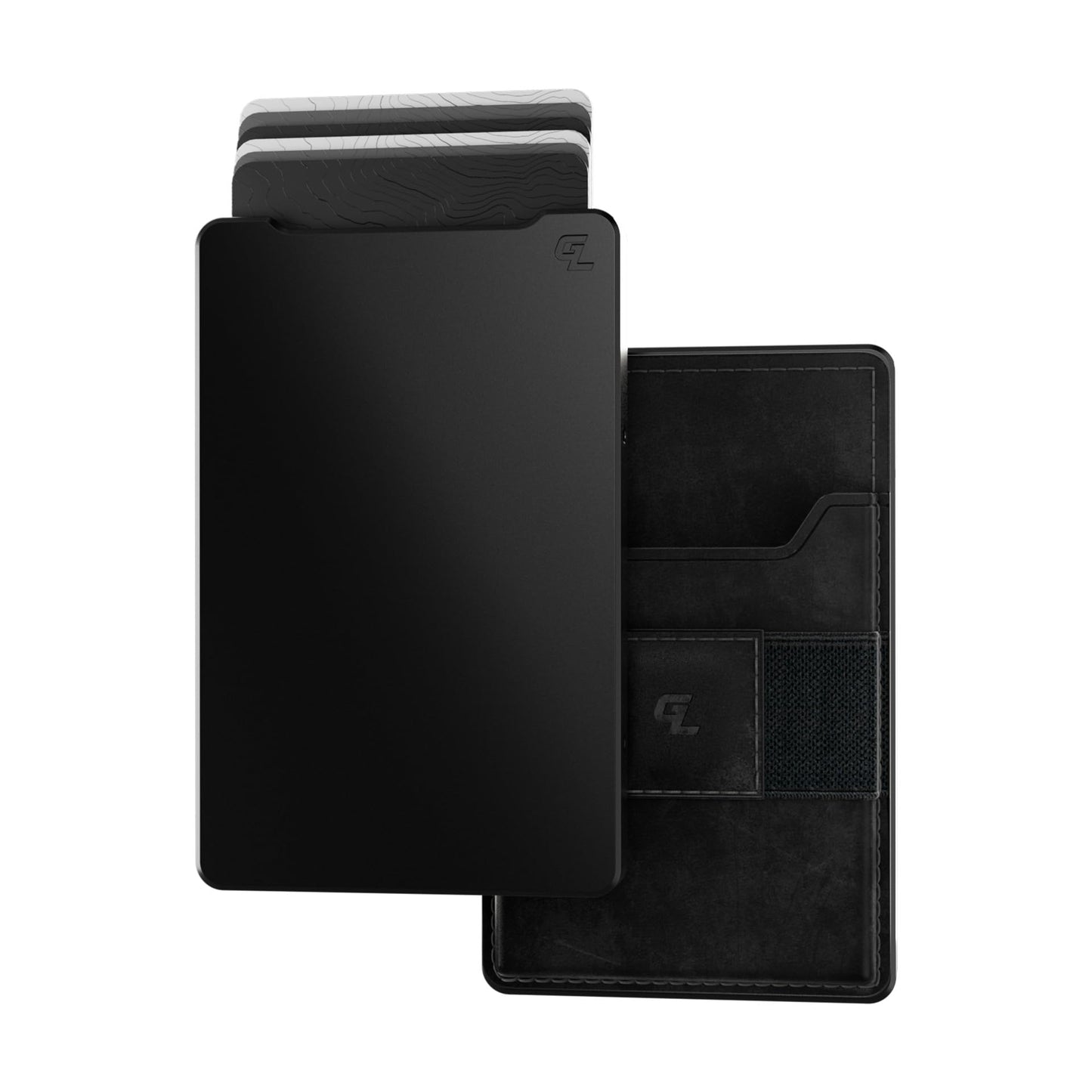 Groove Life Groove Magnetic Thumb Swipe Magsafe Wallet Black/Black Leather Go Mens Minimalist Aluminum Credit Card Holder with RFID Blocking, Genuine Leather Attachment, Lifetime Coverage