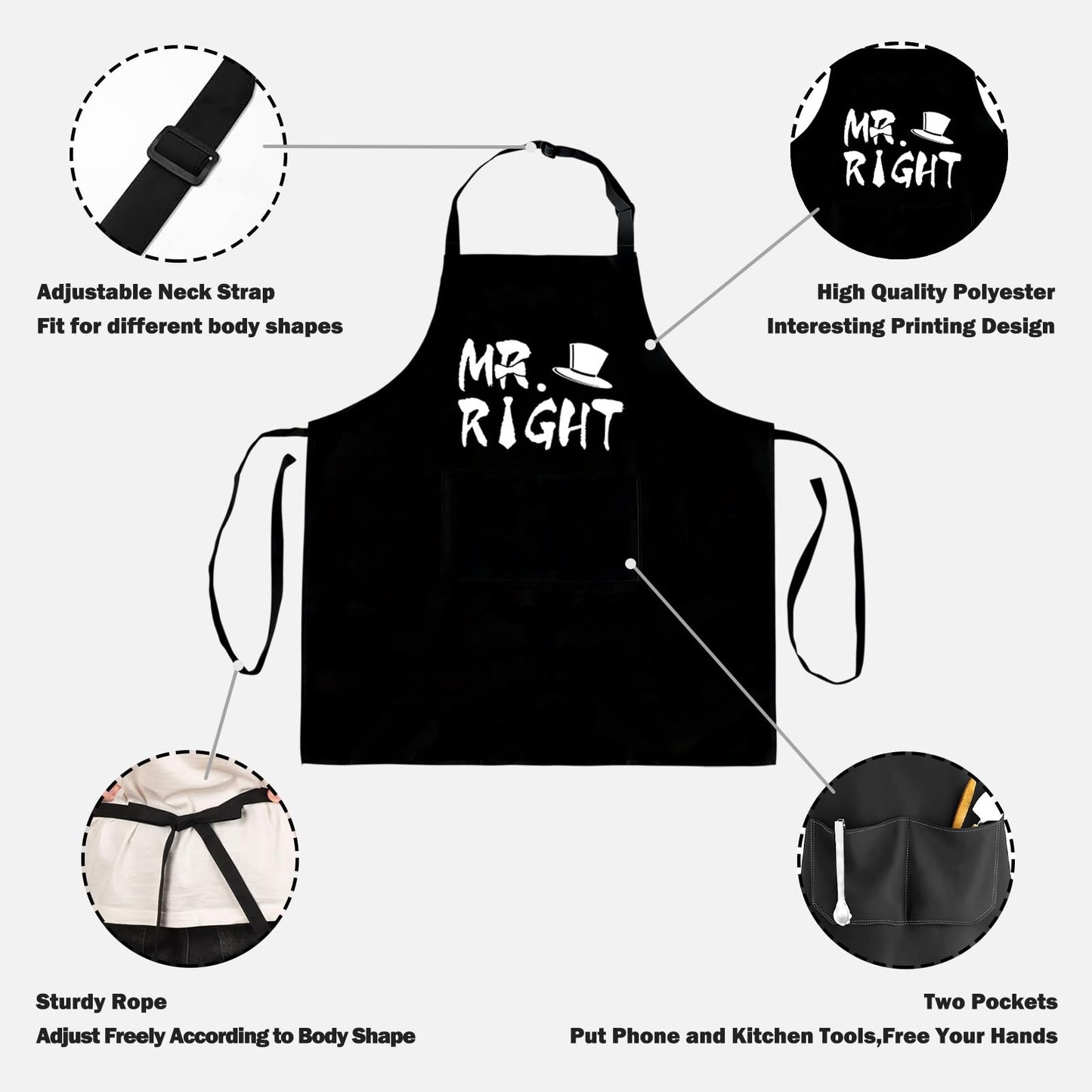 zukmvuh Couple Apron Gifts, Funny Aprons for Couple Set, Wedding Gifts Bride Engagement Gifts Cooking Aprons Adjustable for Women Men Valentine’s Day