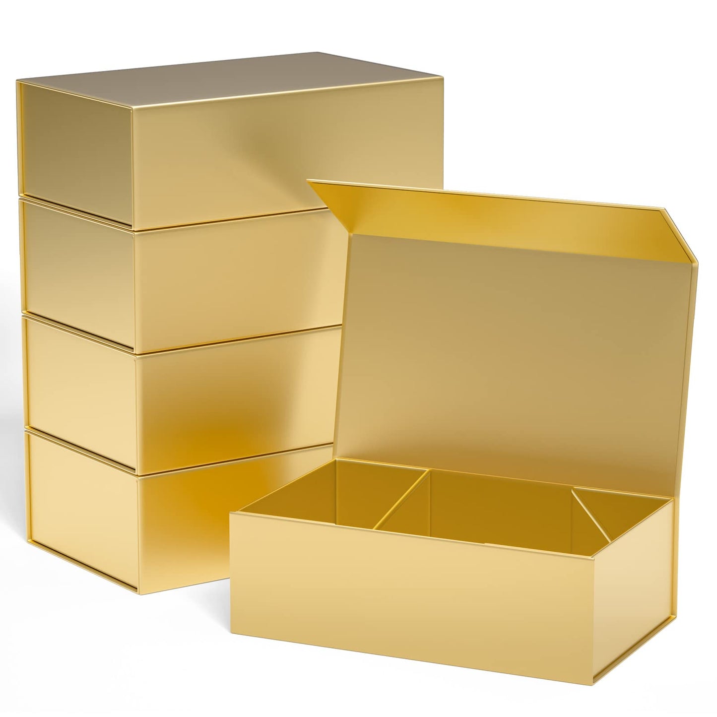 Gold Gift Boxe 12" x 6" x 4" with Magnetic Closure Lid Gift Boxes for Presents,Bridesmaid Gifts Box,Cute Box,Birthday Gift box,Luxury for Gift Packaging, Magnetic Gift Box for Wrapping Gifts (Gold/5PCS)
