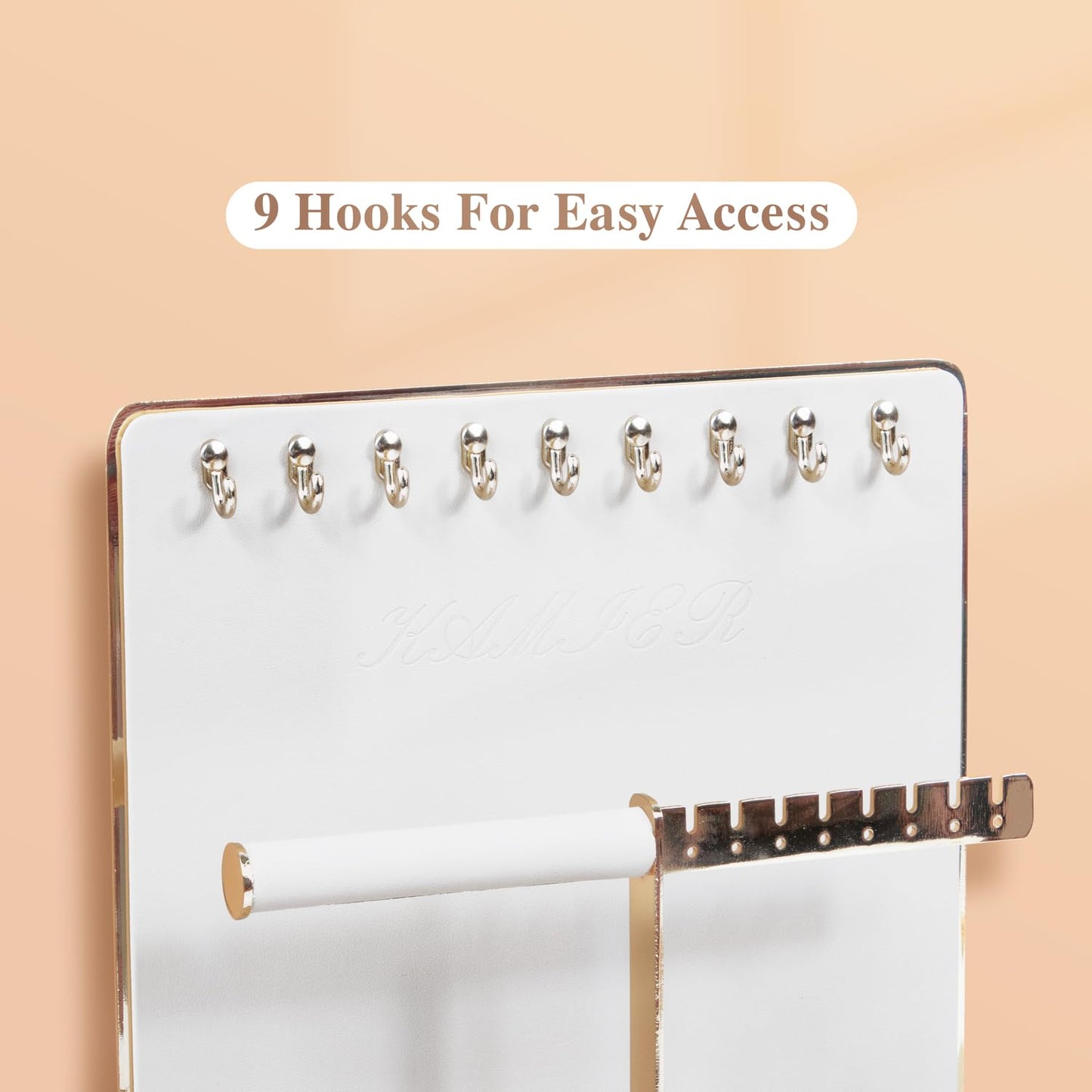 KAMIER Jewelry Organizer Stand Holder - 4 Tier Cute Necklace Holder Stand Rack with 10 Hooks - Aesthetic Jewelry Storage Rack Tree for Teen Girl Room Decor -White