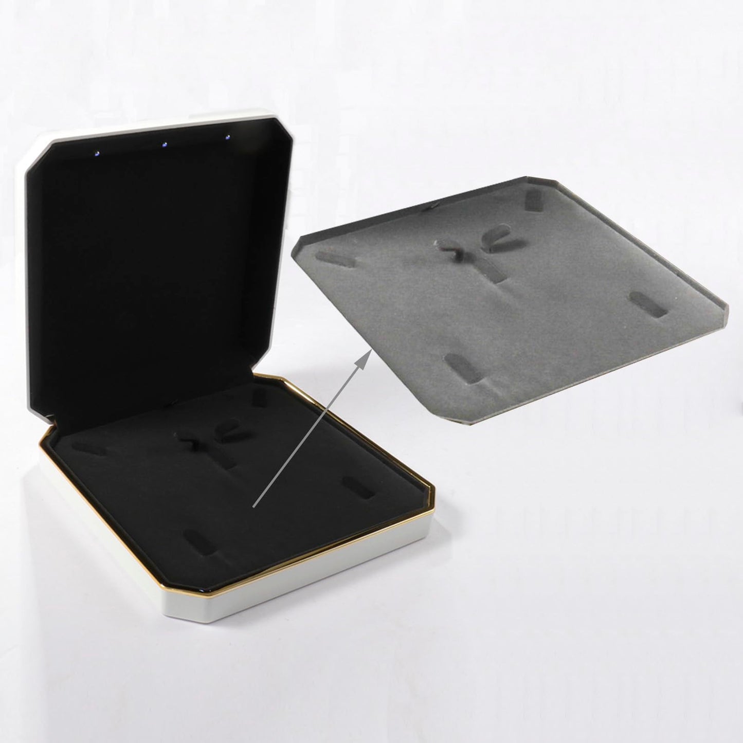 HSLFUAI Necklace Box with Led,Jewelry Box for Necklace, Large Necklace Box,Jewelry Gift Box for Wedding, Birthday, Valentine' Day, Mother'S Day, Christmas,Black Velvet Interior Necklace Organizer