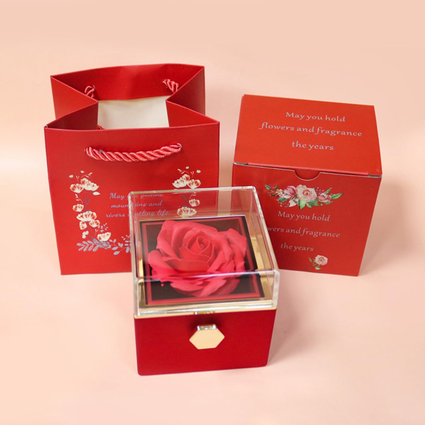 JYCMMFC Romantic Gifts for Her Rose Ring Box Jewelry Box Artificial Flowers Eternal Rose Box Anniversary Wedding Valentines Day Christmas Birthday Thanksgiving Gifts for Mom Wife Girlfriend Women