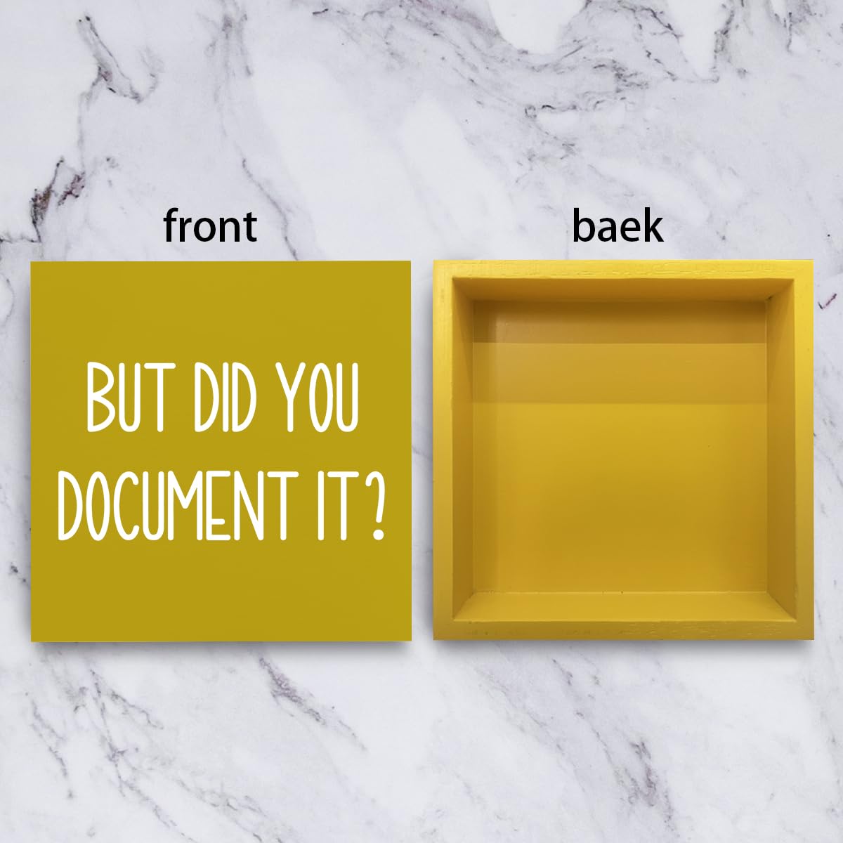 But Did You Document It Office Decor Wooden Box Sign Decorative Funny Office Wood Box Sign Home Rustic Farmhouse Square Desk Decor Sign for Shelf Office Desk Accessories 5 x 5 Inches（Yellow）