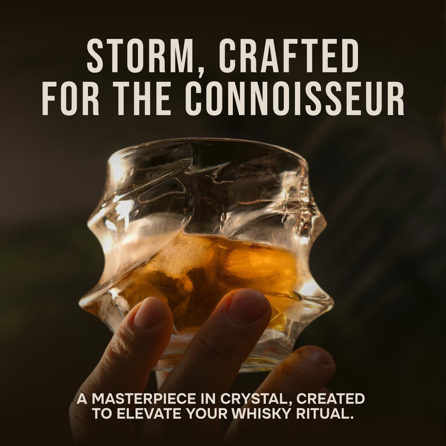 TSUKIGLASS Storm Japanese Crystal Whisky Glasses – 100% Ultra Clarity Lead-Free Crystal – Set of 2 Premium 10oz Old Fashioned Tumblers for Bourbon, Scotch & Cocktails (Small, 2, Count)