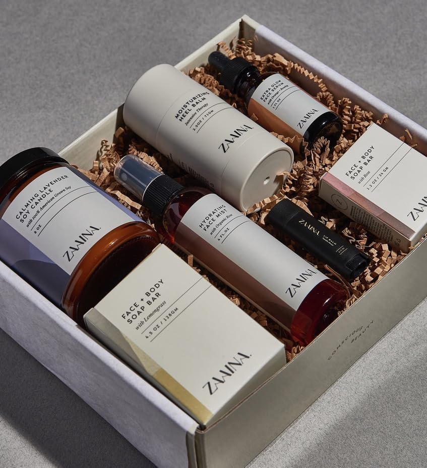 ZAAINA Spa Gift Set for Her - USA Made Luxury Self Care Spa Set, Pampering At Home Bath & Body Relaxing Spa Package, Gift Basket for Wife Friend, Mother's Day Gifts for Mom, Birthday Gifts for Women