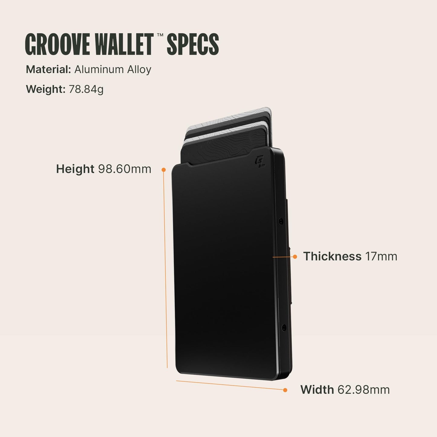 Groove Life Groove Magnetic Thumb Swipe Magsafe Wallet Black/Black Leather Go Mens Minimalist Aluminum Credit Card Holder with RFID Blocking, Genuine Leather Attachment, Lifetime Coverage