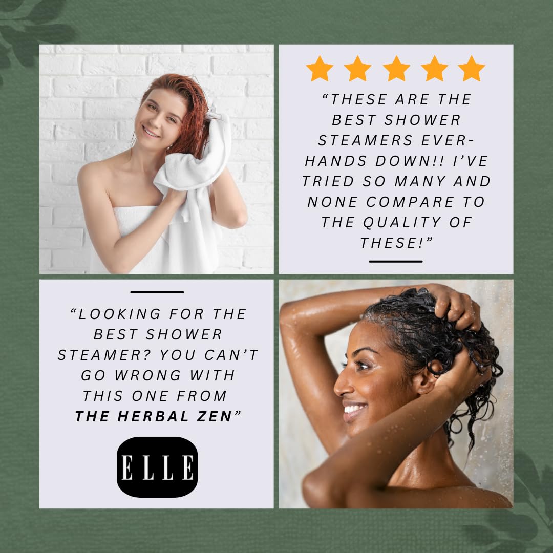 The Herbal Zen Shower Steamers Aromatherapy Tablets 14 Pack - 7 Pure Essential Oil Blends for Daily Relaxation and Wellness - Shower Bombs Gift Set for Women and Men