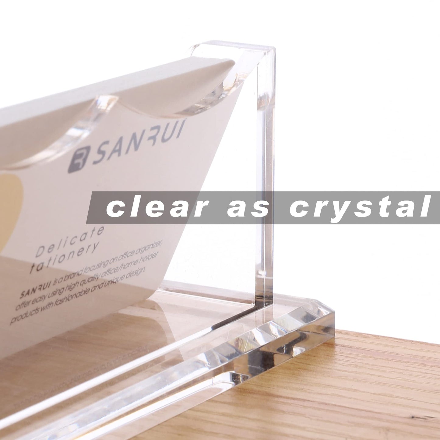 SANRUI Clear Horizontal Business Card Holder Stand for Desk, Acrylic Desktop Display Name Cards Holders Organizer Storage Rack,for Exhibition, Home, Office,1 Tier 1 Pocket, 60 Card Capacity