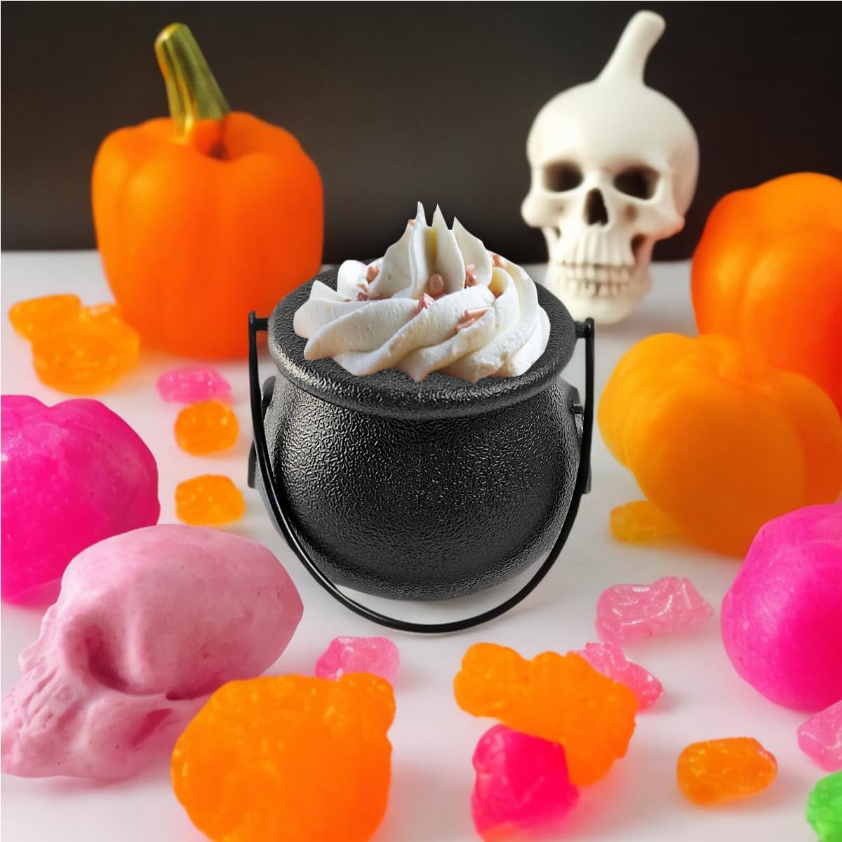 TIHOOD 12PCS 2.75” Spooky Halloween Candy Cauldrons - Mini Black Cauldron Children Bucket Toys for St. Patrick’s Day Pot of Gold, Trick or Treat, Halloween Decoration and Kid Birthday Party Favors