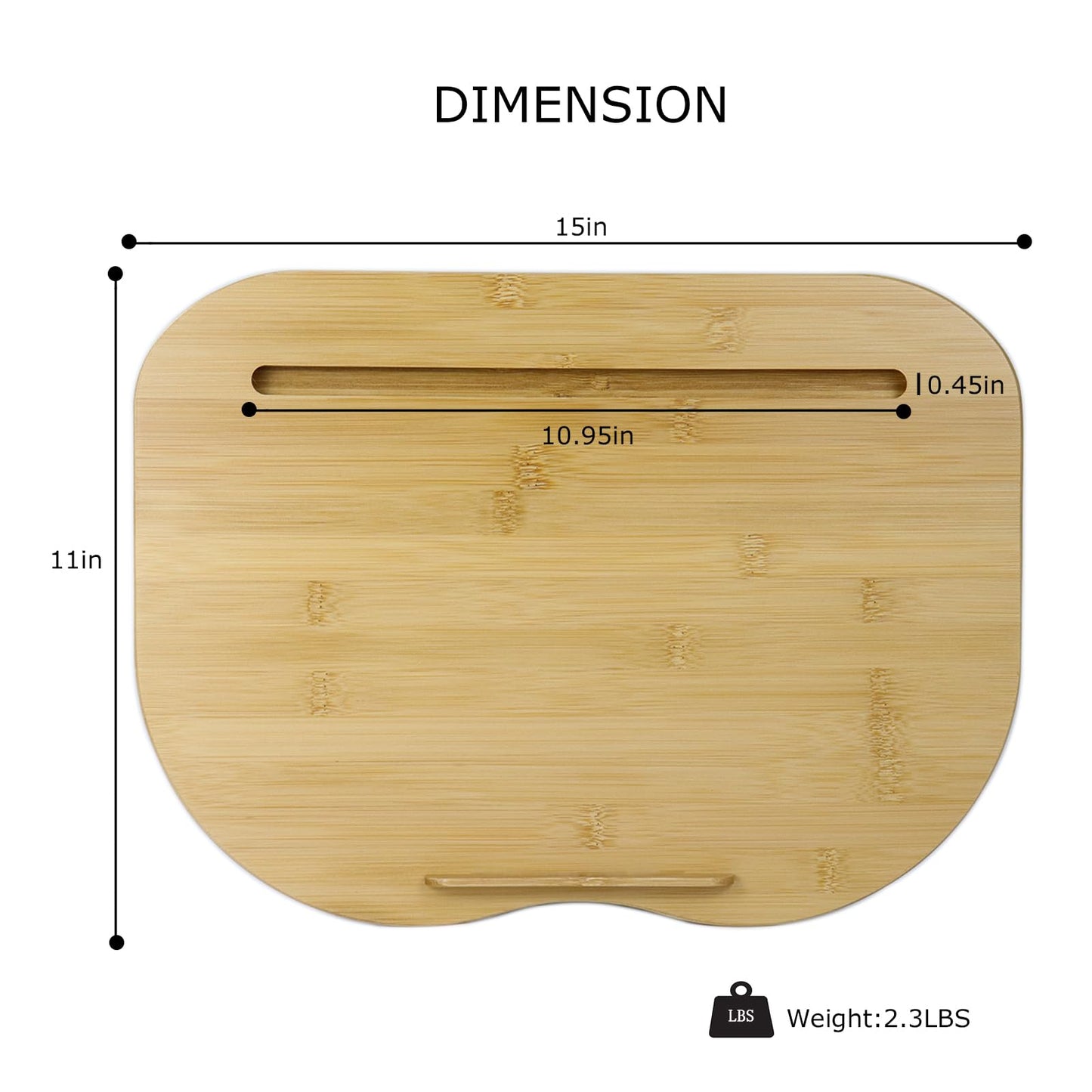 SUMISKY Bamboo Lap Desk for Laptop with Cushion, Portable Laptop Stand with Phone Hoder & Anti-Slip Stopper-Fits up to 15 inch for Home Office Students Use