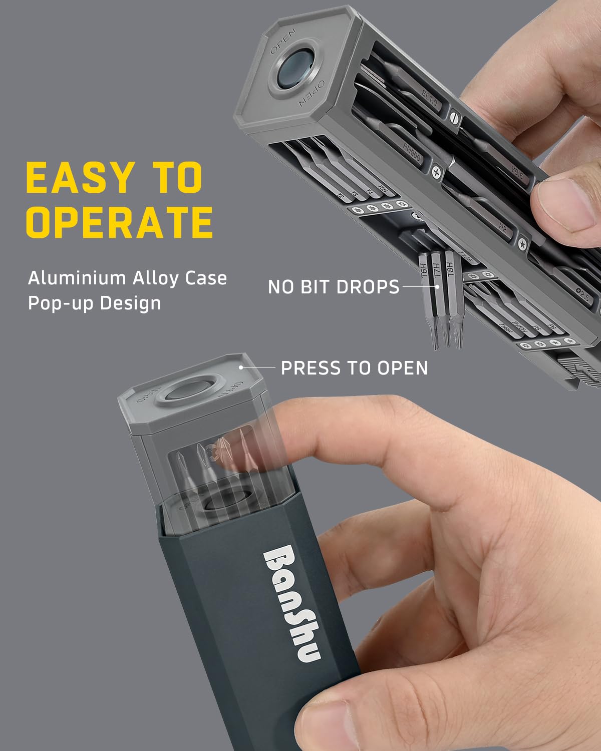 Banshu 46 in 1 Mini Precision Screwdriver Set with Metal Case, Magnetic Small Screwdrivers with Phillips, Pentalobe, Torx for Glasses, Watch, iPhone, Macbook, Laptop, Computer, PC, PS5, Jewelers, Toys