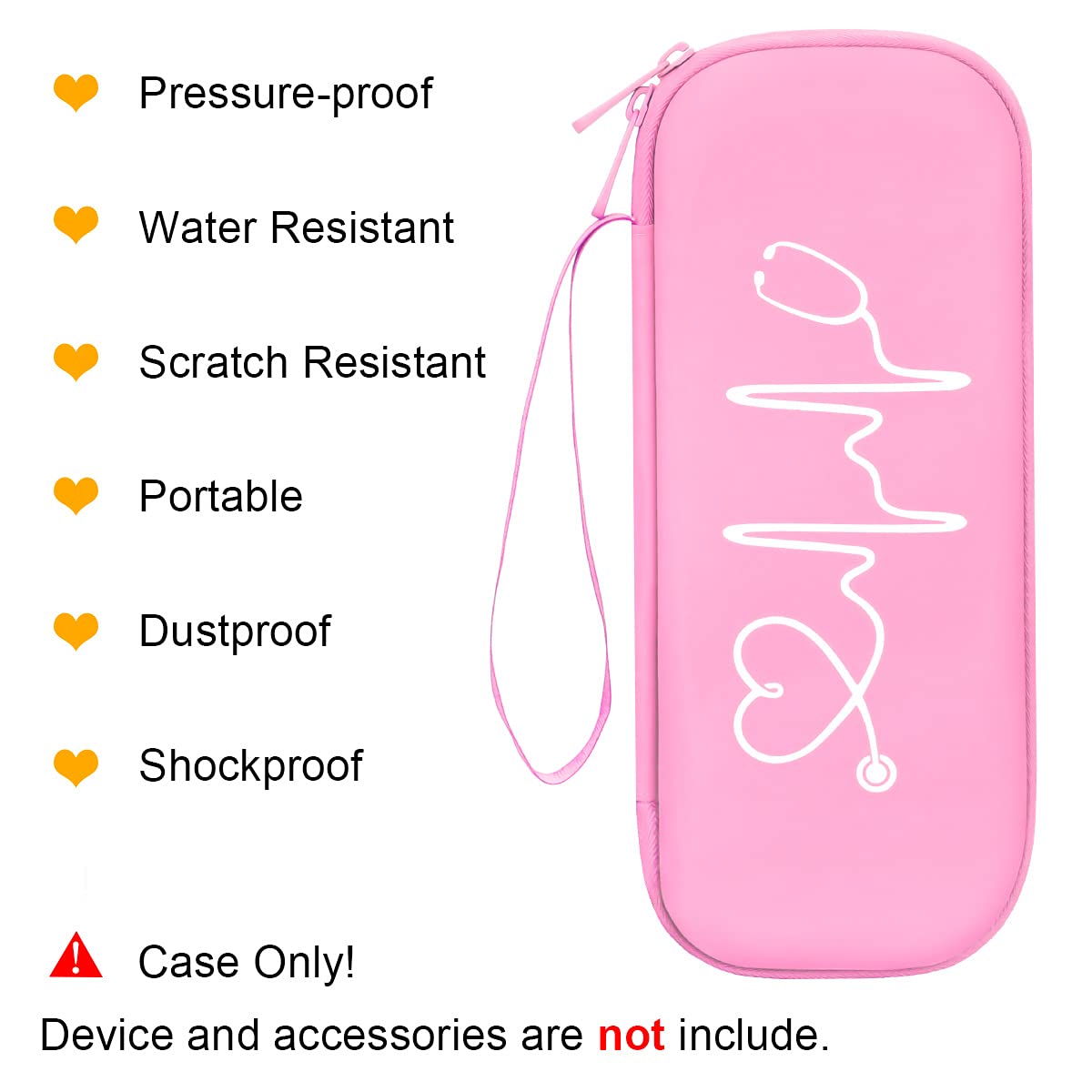 BOVKE Travel Carrying Case Compatible With 3M Littmann Classic III, Lightweight II S.E, MDF Acoustica Deluxe Stethoscope, Extra Room for Medical Scissors EMT Trauma Shears and LED Penlight, Pearl Pink