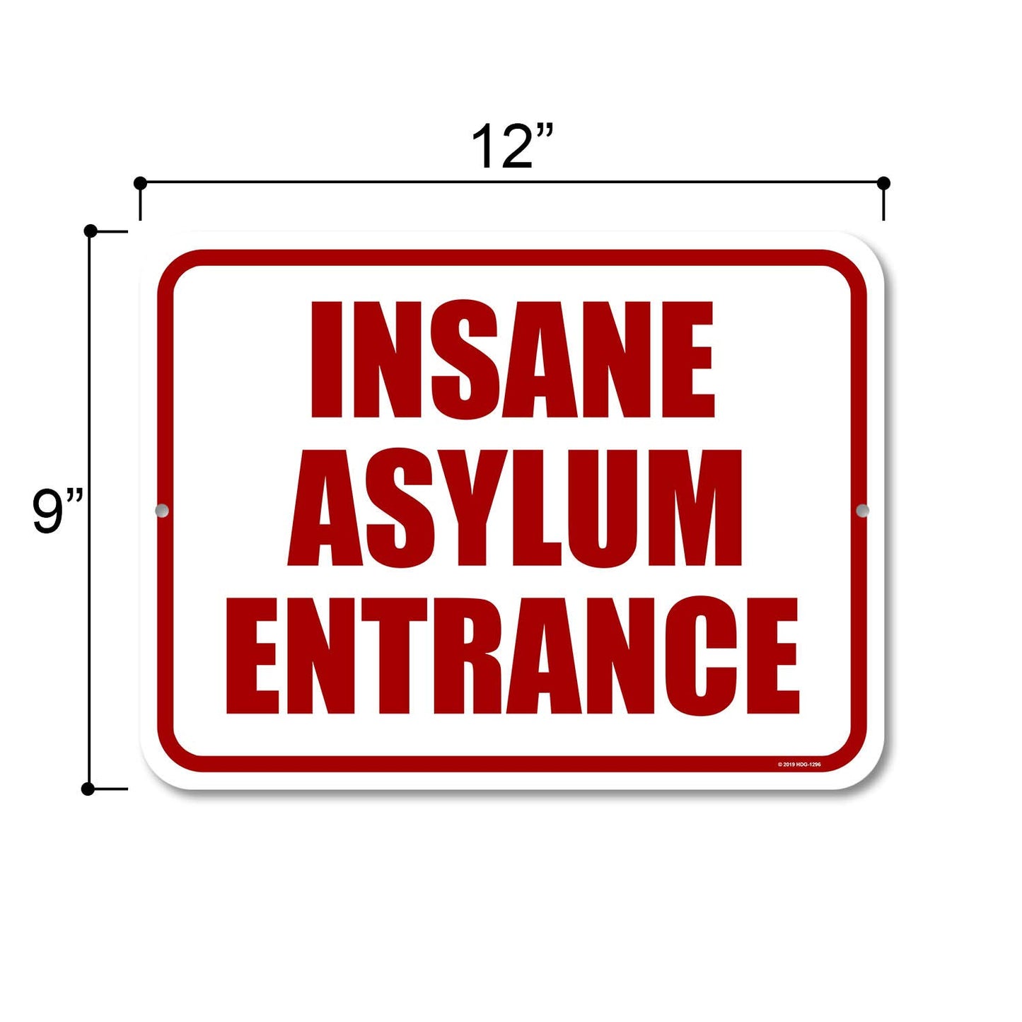 Honey Dew Gifts Halloween Decor, Insane Asylum Entrance 9 inch by 12 Inch Funny Home Decor, Halloween Decorations Outdoor, Gag Gifts for Adults, HDG-1296