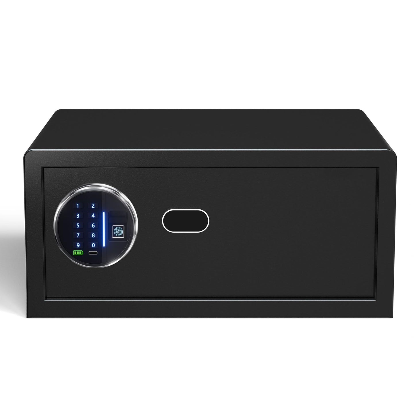 Grimtron Smart Biometric Safe Fingerprint Lock Box with Silent Mode, Backlit Keypad and LED Light, Small Caja Fuerte Valentines Day Gifts for Men Women (7.87"H x 14.57"D x 16.93"W)