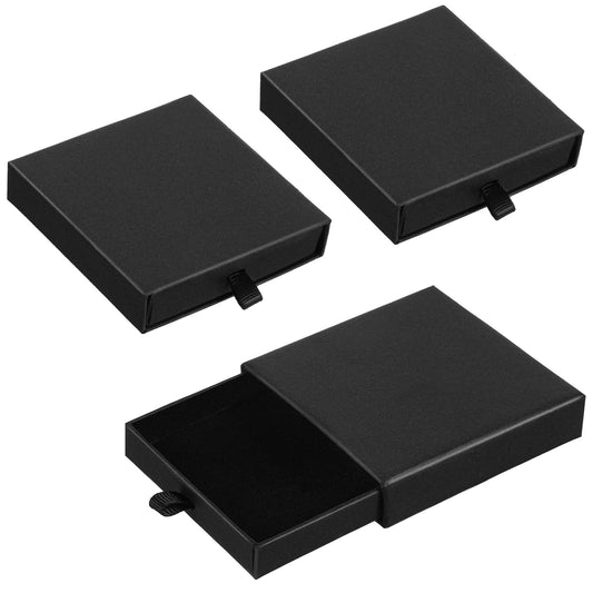 Nogeqi 3 Pack Jewelry Gift Box, Cardboard Small Jewelry Box, 2.76x2.76x0.67in Square Small Gift Boxes Storage Case for Bracelets Earrings Necklaces Gifts (Black)
