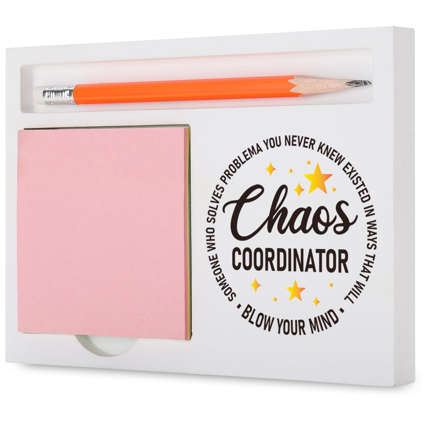 Chaos Coordinator Gifts Funny Inspirational Desk Organizer for Administrative Assistants Teachers Moms – Appreciation Birthday Farewell, Office Humor Desk White Note Pad Holder XBCT6