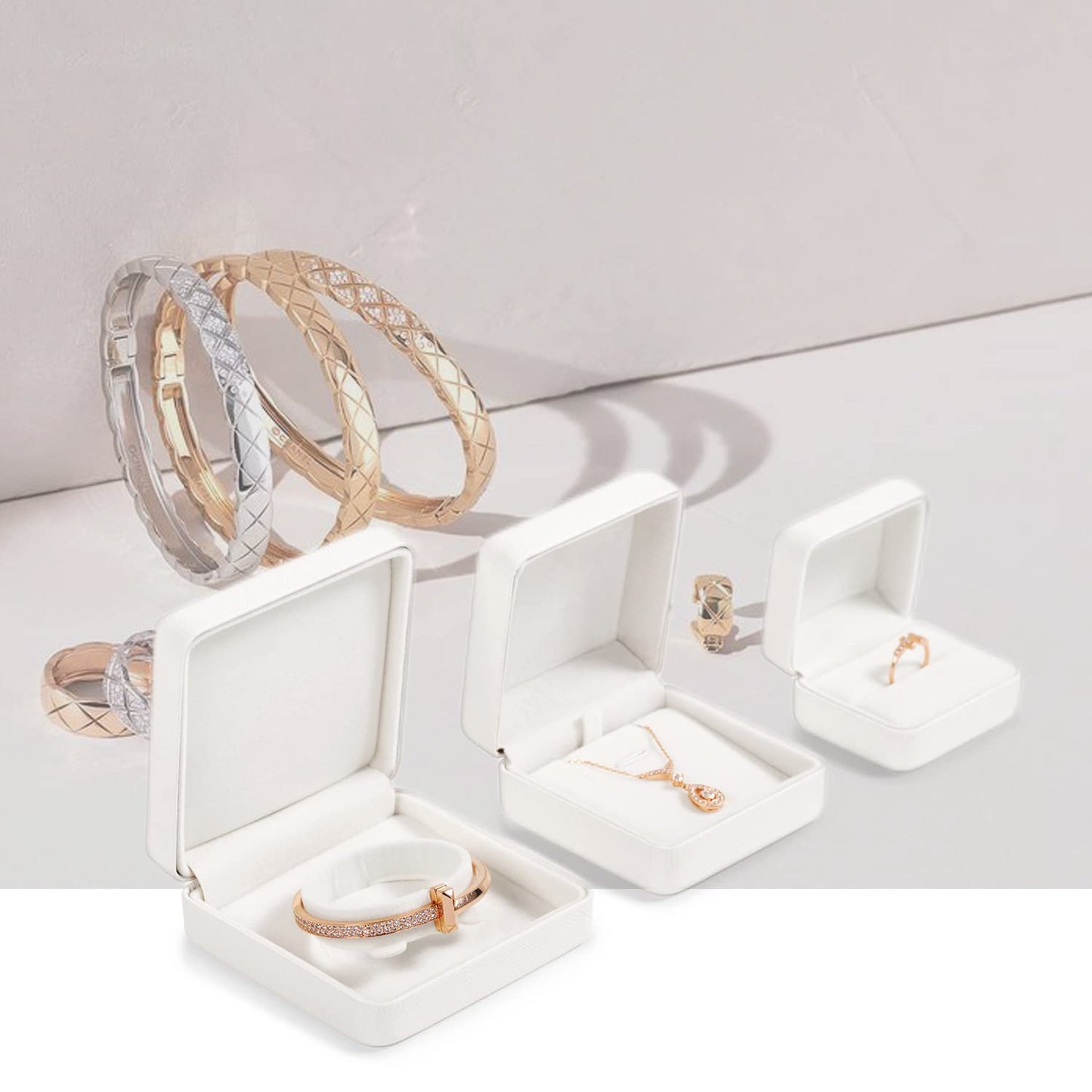 Woodten Premium PU Leather Necklace Gift Box Vintage Pendant Storage Case Velvet Interior Jewelry Pendant Necklace Box