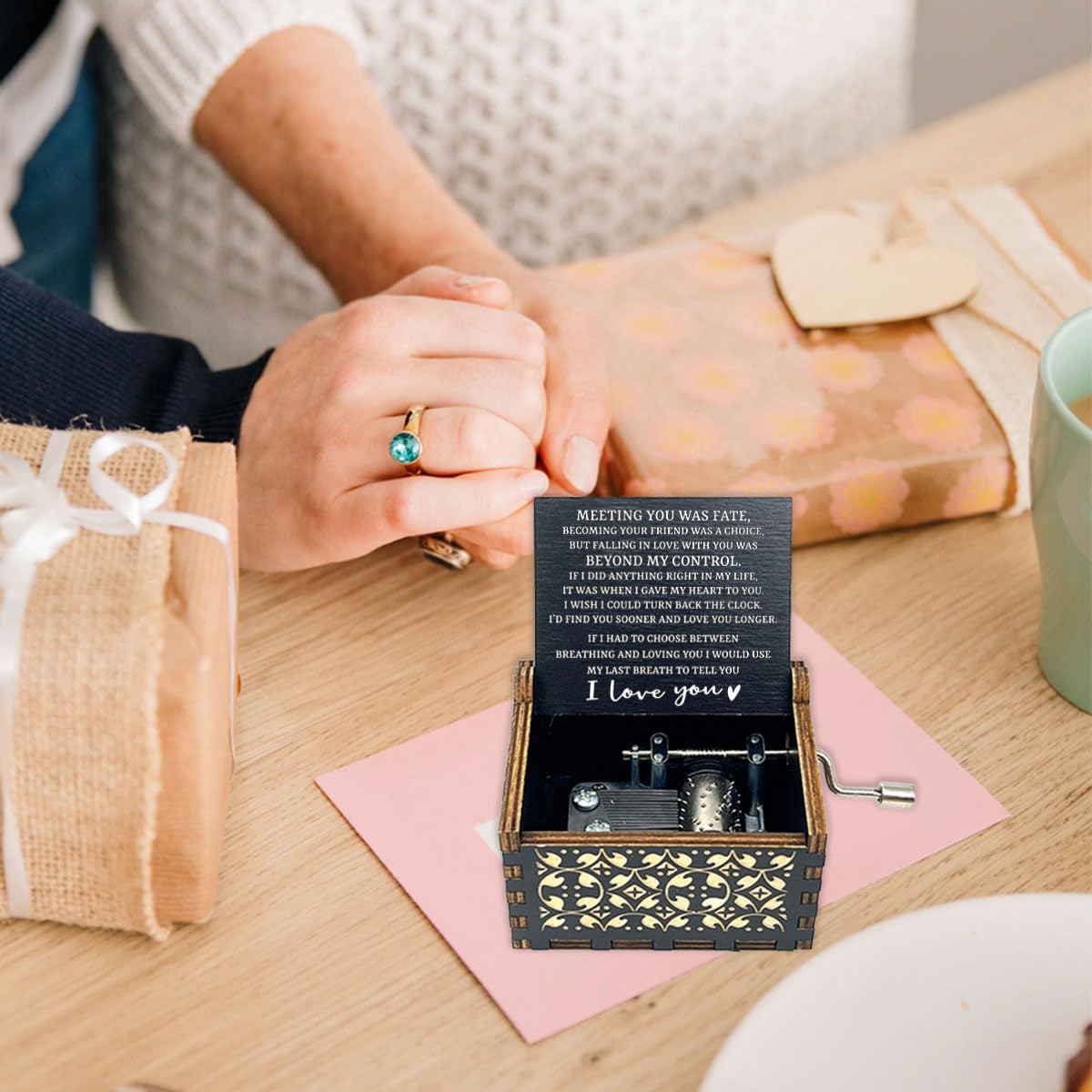 ukebobo Wooden Music Box Gifts for Lover, Fall in Love Music Box, Romantic Gift, Anniversary Valentine Birthday Wedding for Lover Boyfriend Girlfriend Husband Wife-545