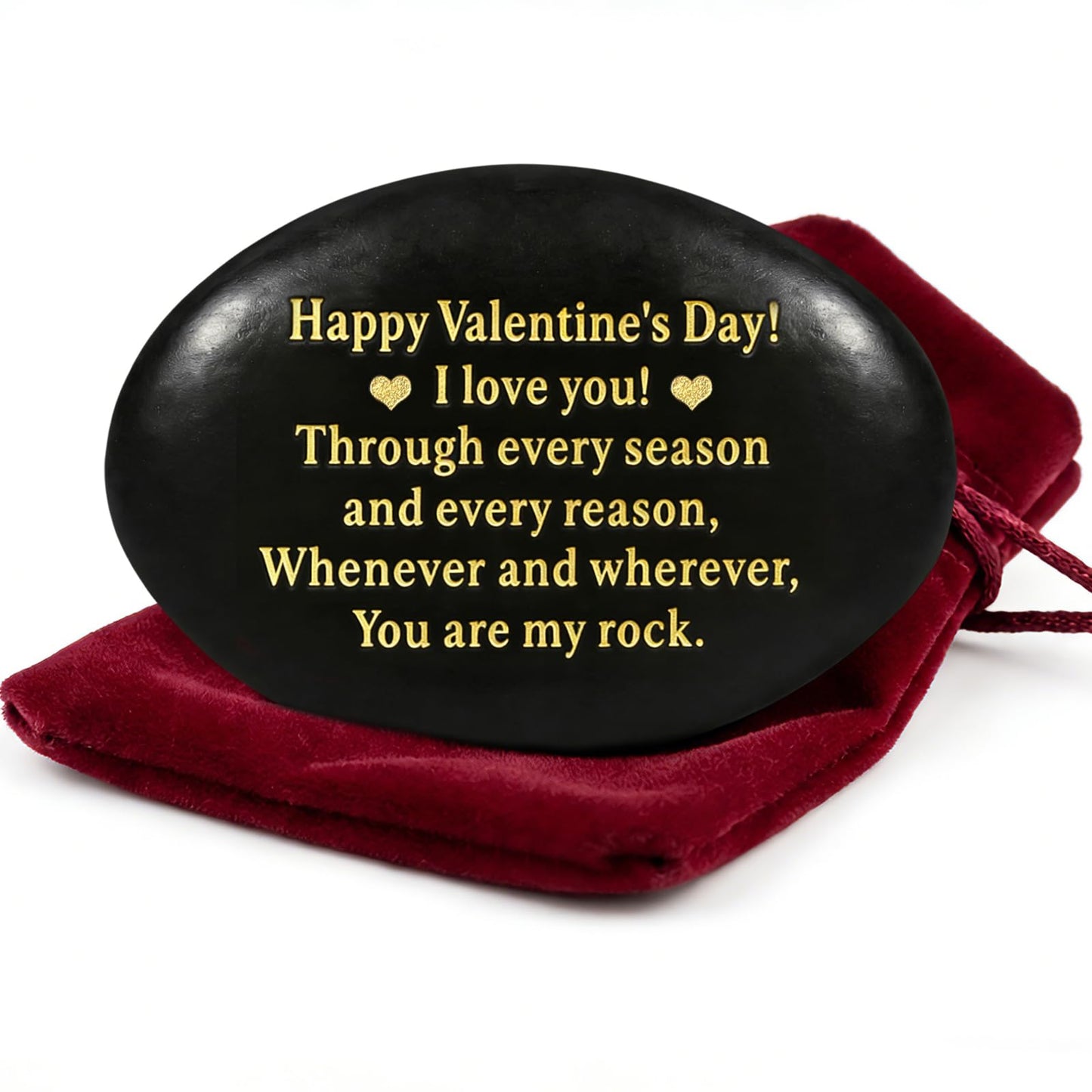 Sundrence Valentines Day Gifts for Him and Her - You are My Rock Engraved Gifts for Boyfriend, Girfriend, Husband, Wife, Men, Women - Polished Black Pebble Regalos para el 14 de febrero para Hombre