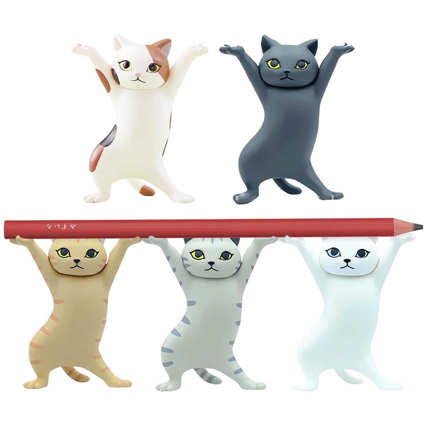 ATHAND Gifts for Women,Cute Pen Holder Desk Accessories for Men Women, Kawaii Dancing Cat,Funny Home Office Decor,Desk Gifts for Coworkers(5 Cats Set)
