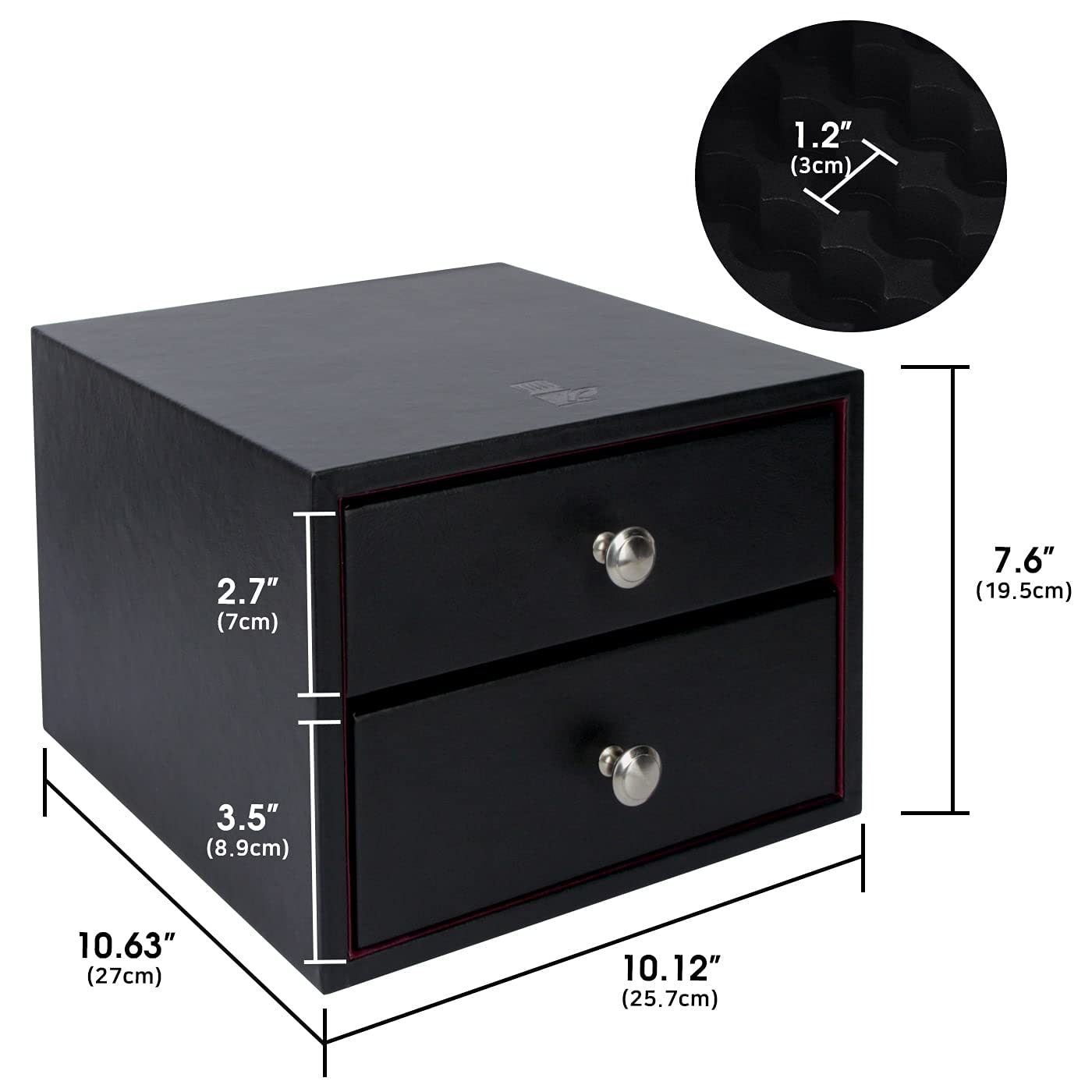 J JACKCUBE DESIGN Essential Oil Organizer Storage Box Case, Holds 96 Bottles 5-15ml Essential Oils, Roller Bottles- Leather Drawer Oil Holder Display- MK525A