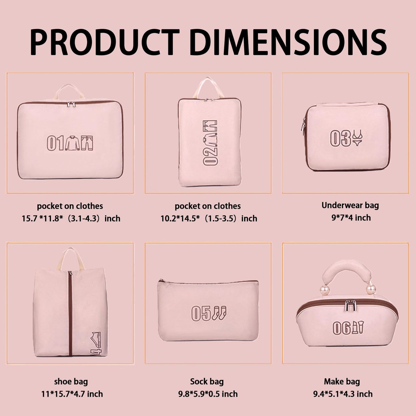 6 Set Compression Packing Cubes for Travel, Gifts for Women Mom, Anti-Tearing Suitcase Organizer for Luggage with Shoe & Hanging Toiletry Bag, Vacation Essentials & Accessories for Cruise Ship, Pink
