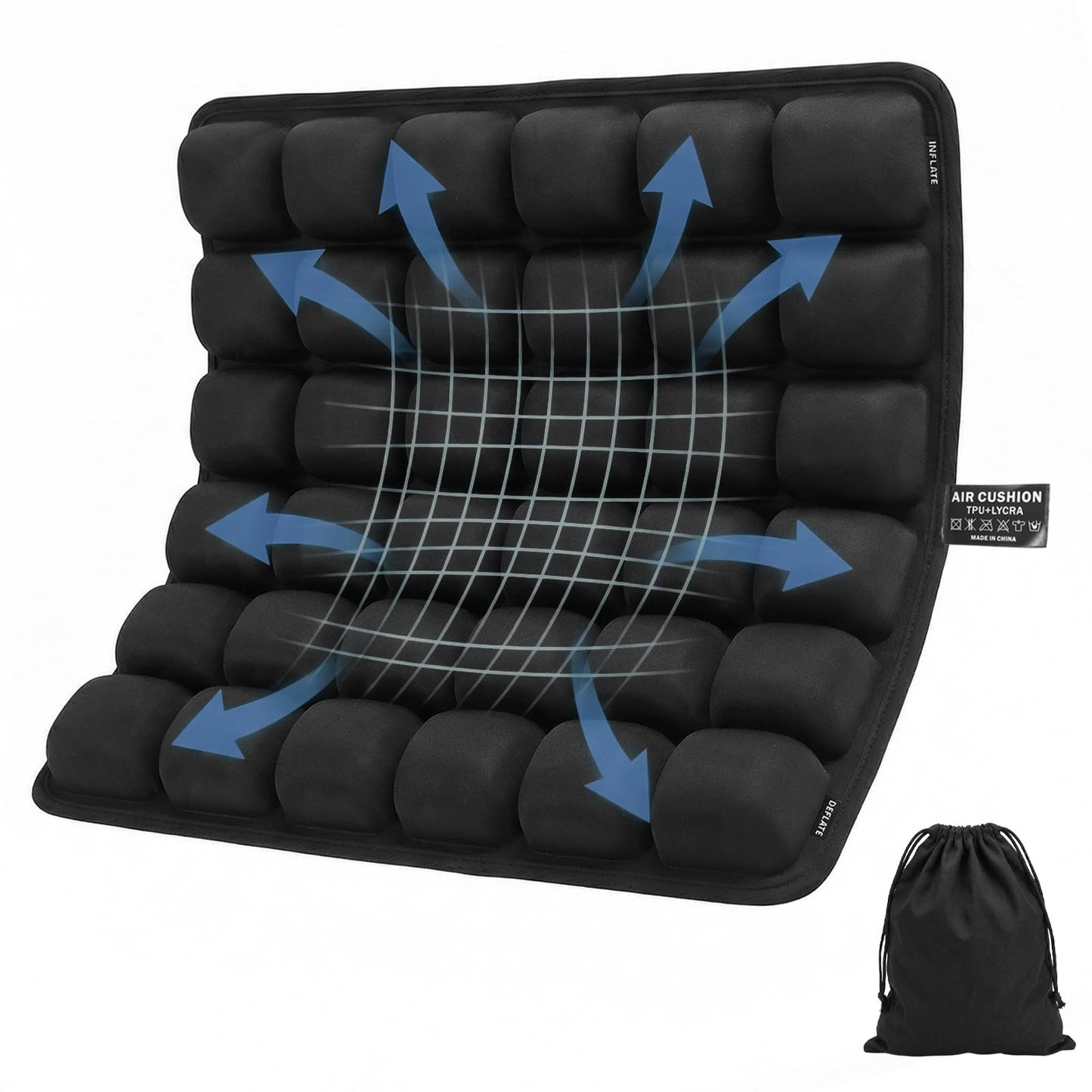 seektik Upgraded Inflatable Travel Seat Cushion for Airplane and Car, Portable Air Cushion for Long Flights, Office Chair and Wheelchair, Pressure Relief Seat Pad for Sitting Comfort