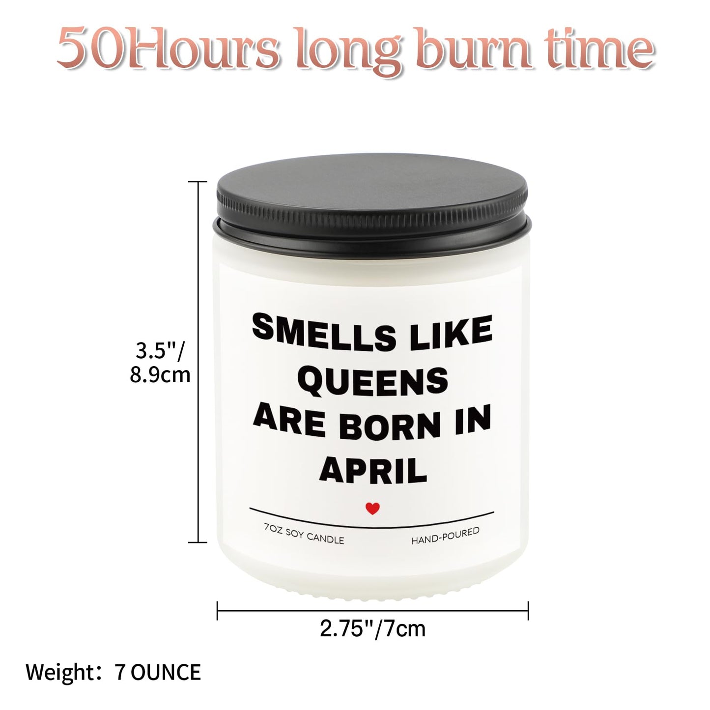 Aremdys Birthday Gifts for Women, April Candle for Queens are Born in April, 30th 40th 50th 60th 70th Happy Bday Gifts Idea for Women Sister Mom Friend from Men Sister Son Friends, 7OZ Scented Candle