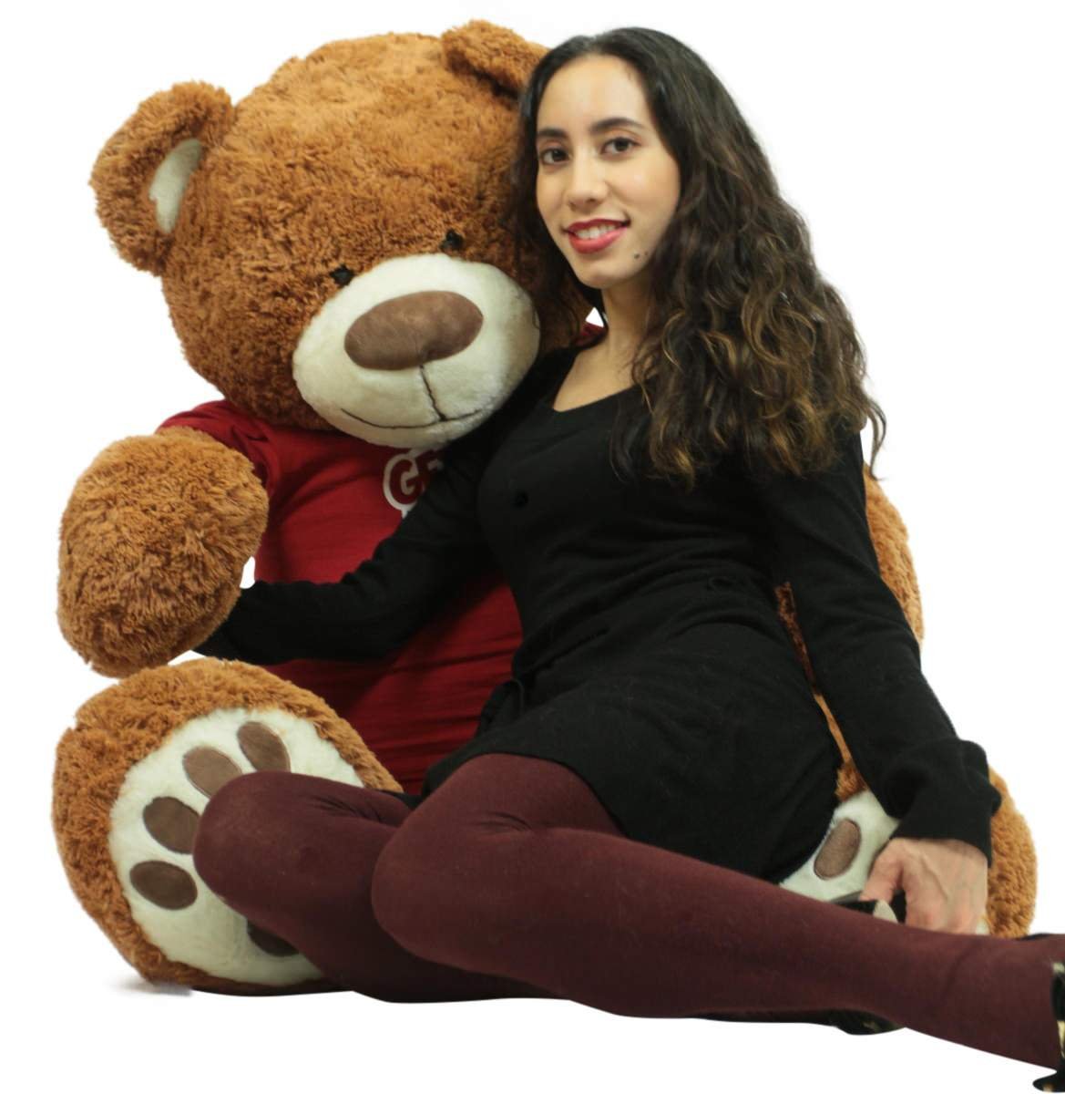 Big Plush Giant Teddy Bear with Get Well Soon T-Shirt - Huge 5-Foot Plush Teddybear - Stuffed Animal - Loving Gift - OSO de Peluche - Cute Oversized Plushie - Jumbo Bear to Show You Care