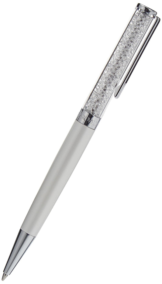 Swarovski Crystalline Ballpoint Pen, Black Ink in White Coloured Casing, Crystal Design, from the Crystalline Collection