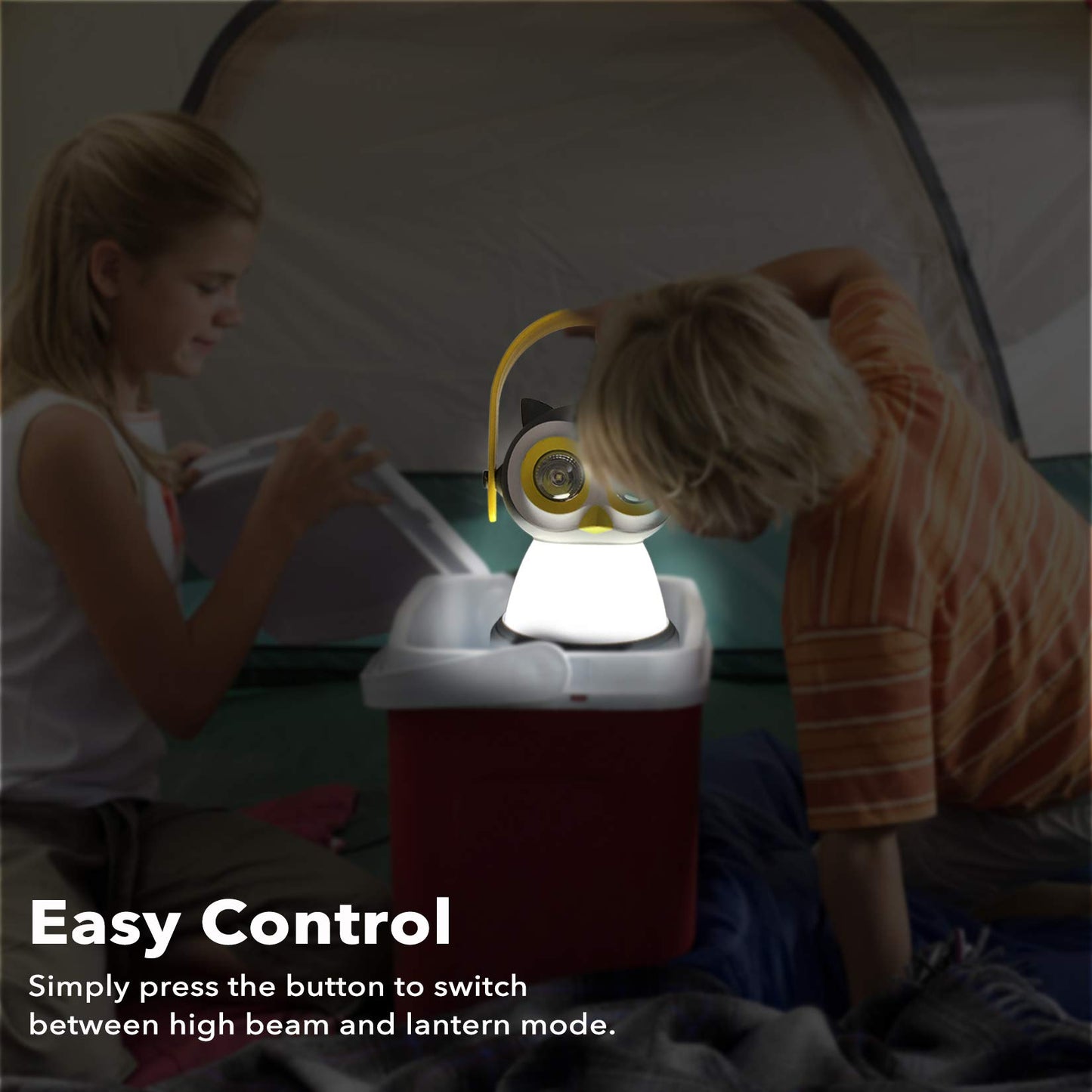 Outdoor Equipment LED Camping Lantern & Headlamp Set for Kids, FANT.LUX Battery Powered Night Light for Emergency, Hurricane, Lightweight Tent Lamp for Children (Owl Set)