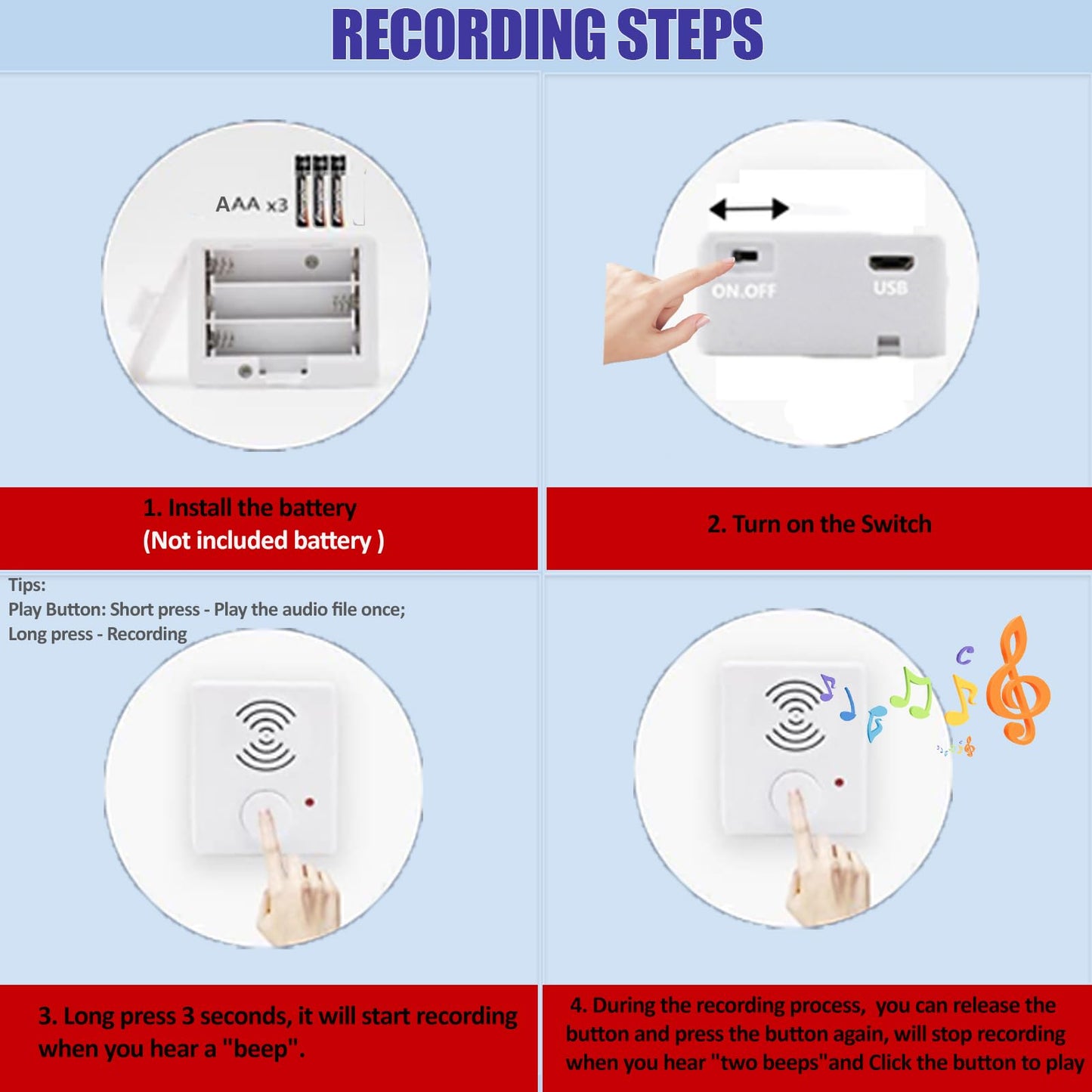 XLW 16 Minutes Voice Recorder for Stuffed Animals,Voice Box for Recordable Presents Button Sound Box for Crafters, Hobbyists, School Presentations,Personalized Items,Christmas New Year Present -White